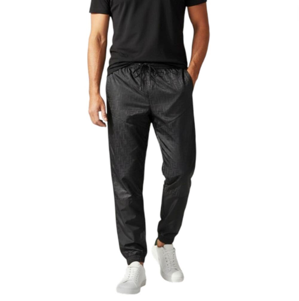 FENDI Tonal Iconic Logo Jogger Pant Men Sz IT 56 Black Designer Made In Italy